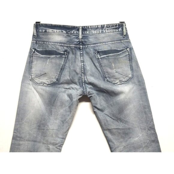 Projek Raw Mens Blue Jeans faded Slim Fit 34Wx32 Straight ProjekRaw distressed - Picture 3 of 11